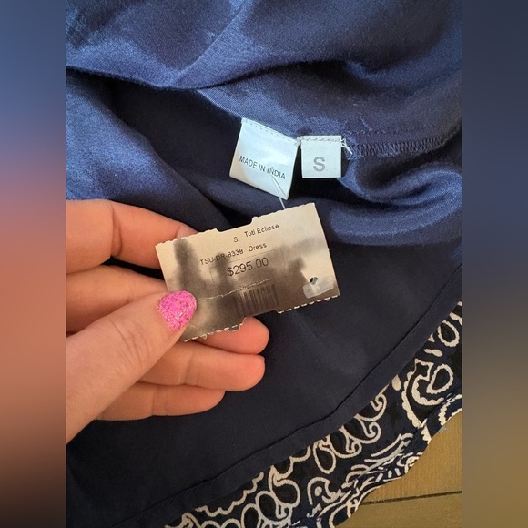 Chan Luu Navy and White Paisley Long Sleeve Dress Size Small - Picture 5 of 12